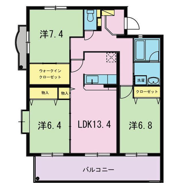グレース緑風館(3LDK/3階)の間取り写真