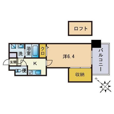 ヴィスティス01天神南(1K/5階)の間取り写真