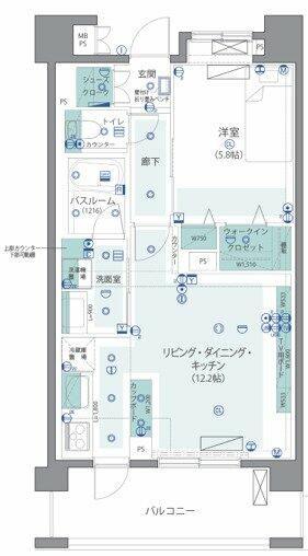 グローベル ザ・ガーデン新宿西落合 リノベ(1LDK/3階)の間取り写真