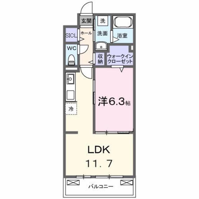 ベル ブライト(1LDK/2階)の間取り写真