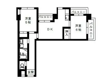 ハミルトン西台(2DK/3階)の間取り写真