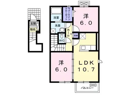 エクセルハウス下関 IV(2LDK/2階)の間取り写真