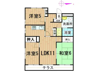 第10山崎マンション(3LDK/3階)の間取り写真