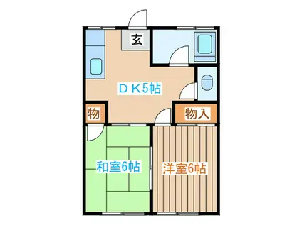 遠藤アパ-ト1号棟(2DK/2階)の間取り写真