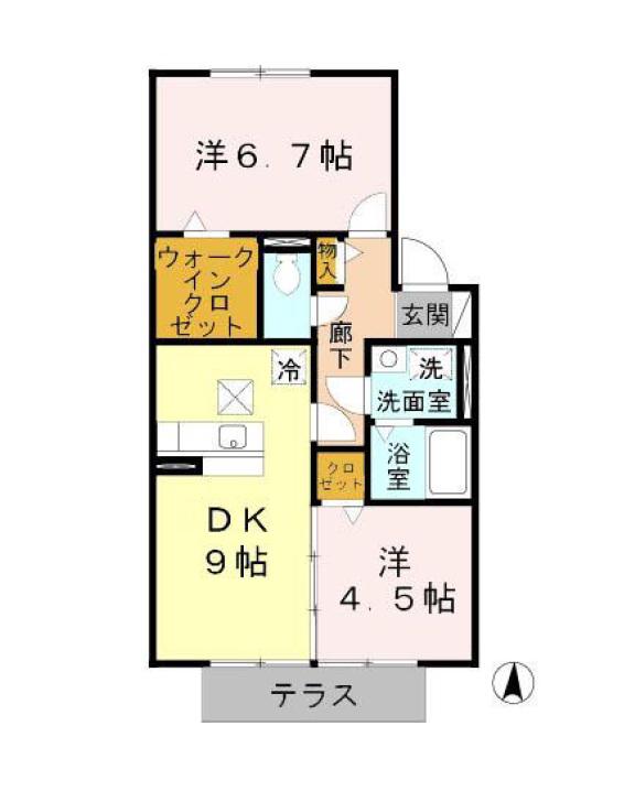 JAセピアⅢ(2DK/1階)の間取り写真