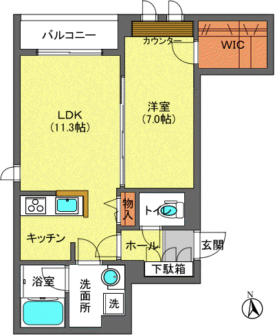 グランメゾン椎名町(1LDK/2階)の間取り写真