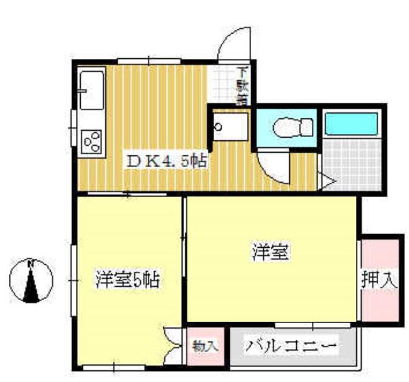 藤代ハイツA(2DK/2階)の間取り写真