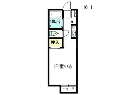 プレジール坂倉1(ワンルーム/1階)の間取り写真