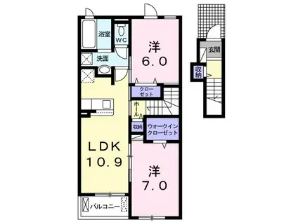 オアシス・コート II(2LDK/2階)の間取り写真