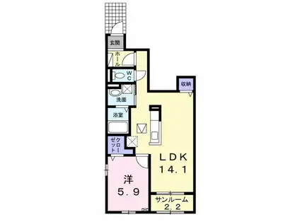 コンフォート・サカモト(1LDK/1階)の間取り写真