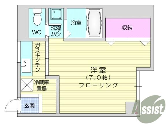ジュネパレス(1K/2階)の間取り写真