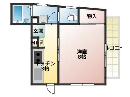 メープルハイツ沢田(1K/2階)の間取り写真