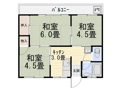 ハイツ伏見(3K/2階)の間取り写真