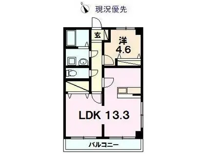 プランドール I(1LDK/2階)の間取り写真