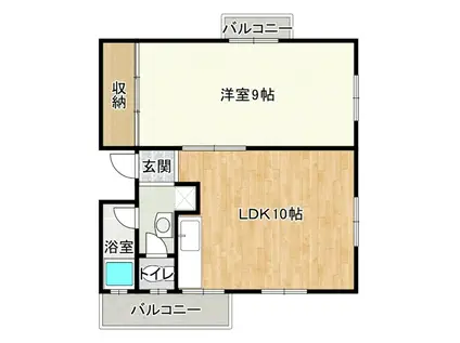 Kマンション(1LDK/4階)の間取り写真
