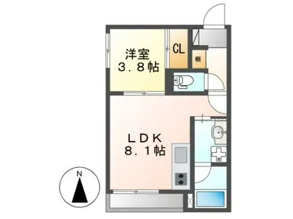アーバンレジデンス名古屋(1LDK/3階)の間取り写真