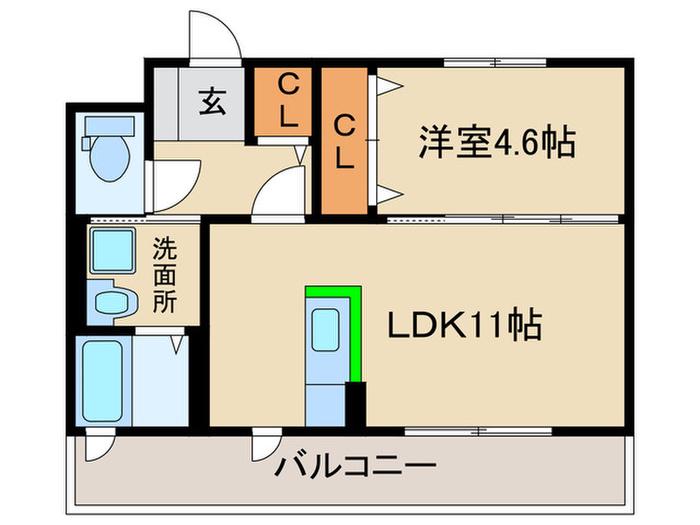 シャーメゾン今川(1LDK/2階)の間取り写真