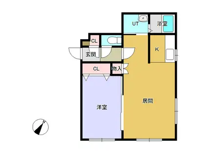 ライフコート月寒(1LDK/1階)の間取り写真