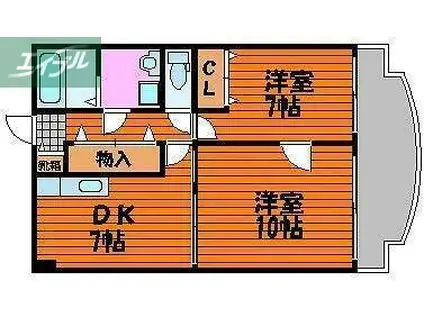 アークハイツ鹿田(2DK/9階)の間取り写真