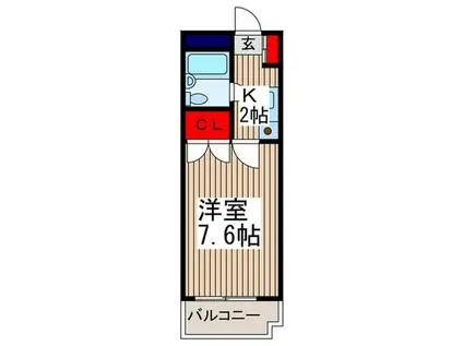 武蔵浦和ハイツ(1K/3階)の間取り写真