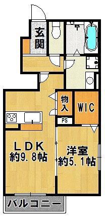 メルヴェーユ相生(1LDK/1階)の間取り写真