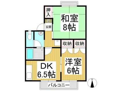 稲田ライブタウン A(2DK/1階)の間取り写真