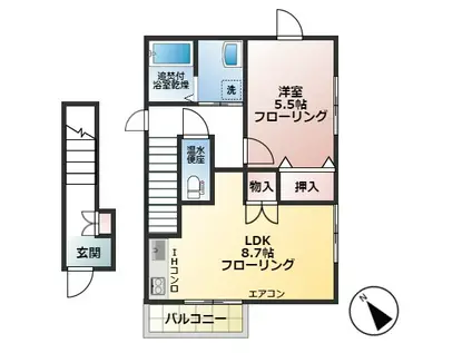 カーサMISONO(1LDK/2階)の間取り写真