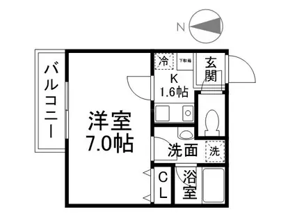 ATTRICE太秦(1K/2階)の間取り写真