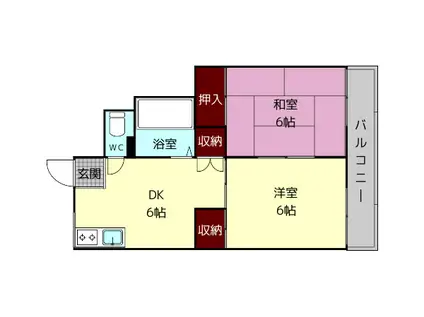 オルボス壱分(1LDK/2階)の間取り写真