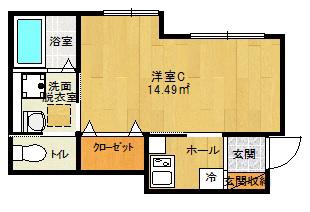 FOURSEASONS菅原(1K/1階)の間取り写真