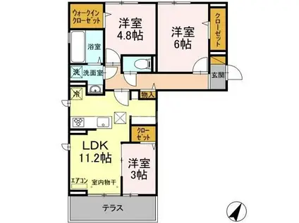 フォレストおおたかI(3LDK/2階)の間取り写真