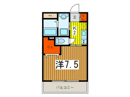 アムールAKIRA(1K/1階)の間取り写真