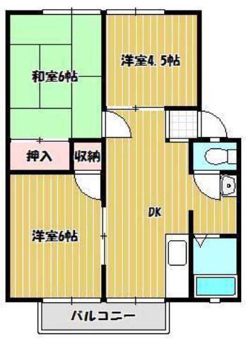 パナハイツジョイフル(3DK/2階)の間取り写真