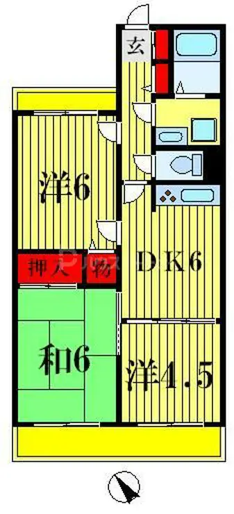 ライオンズヒルズ松戸 6階階 間取り