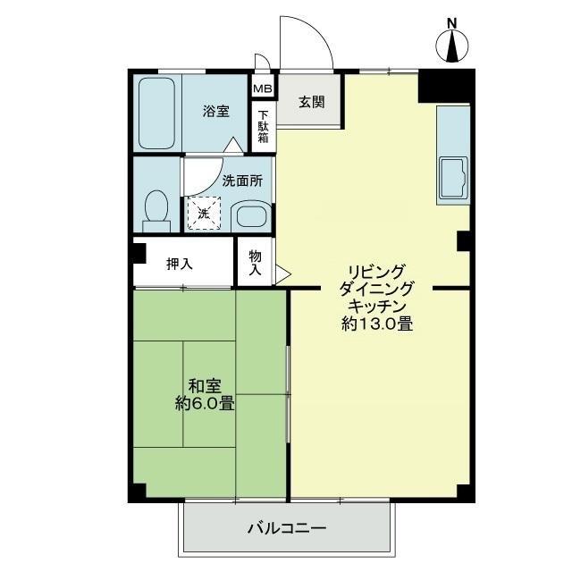 フォブール円座II(1LDK/2階)の間取り写真