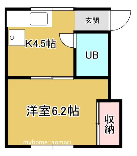 壱番館B(1K/2階)の間取り写真