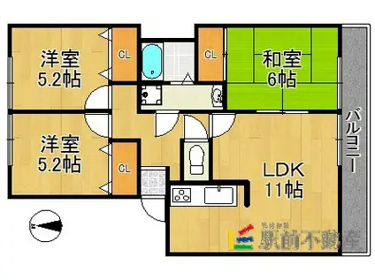 フォブールサウス(3LDK/3階)の間取り写真