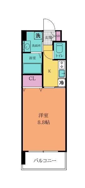 グレース上富野(1K/9階)の間取り写真