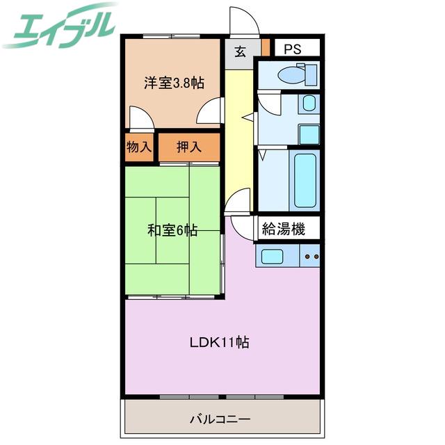 グリーンパレス瀬古口(2LDK/5階)の間取り写真