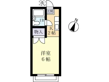カーサ中田1号棟(ワンルーム/1階)の間取り写真