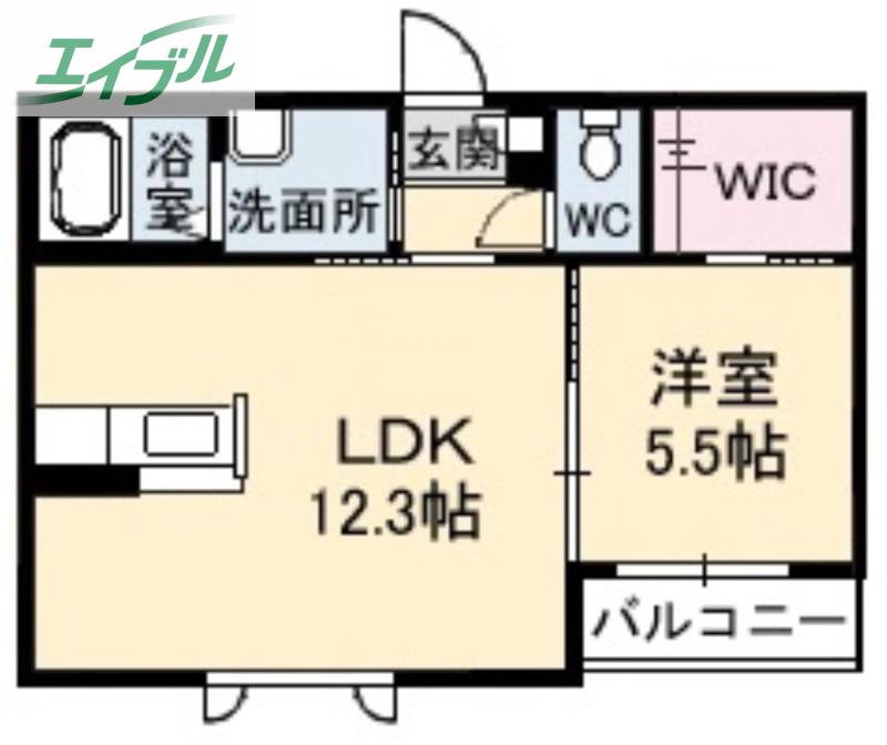 ルピナス(1LDK/1階)の間取り写真