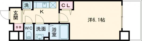 プレサンス新神戸駅前(1K/3階)の間取り写真