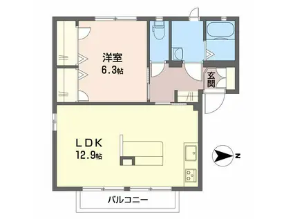 プレヴ・ナンス A(1LDK/1階)の間取り写真