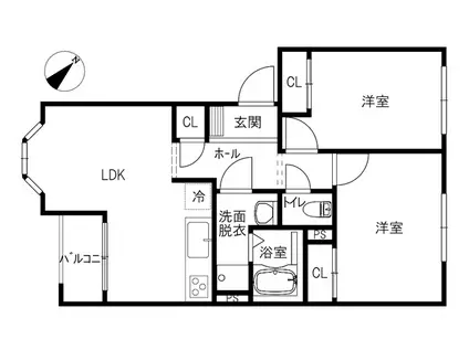 エクセレント・ビューA棟(2LDK/2階)の間取り写真