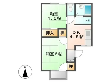 ハイム松が丘(2DK/2階)の間取り写真