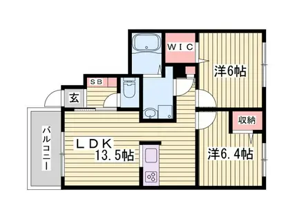 ラ グリシーヌ姫路南(2LDK/1階)の間取り写真