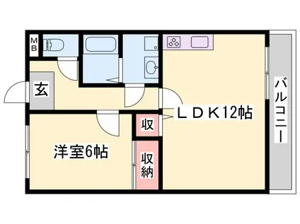 グランドゥール春日(1LDK/1階)の間取り写真