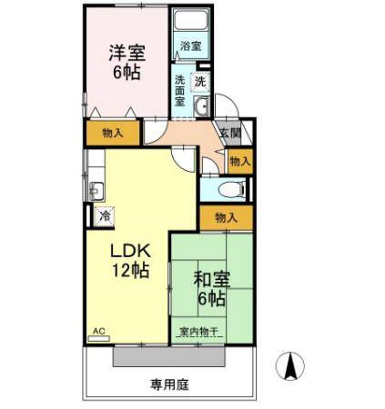 ガーデンコート A(2LDK/1階)の間取り写真