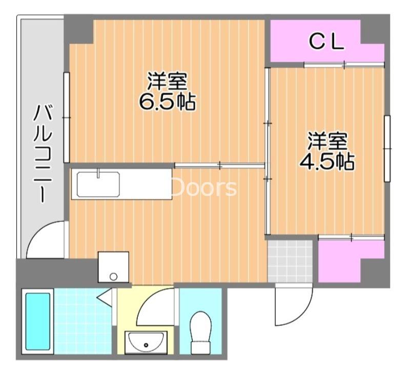 ヴィラナリー国ヶ原 2号棟(2K/4階)の間取り写真