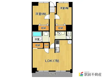 リヴィエール タジマ(2LDK/4階)の間取り写真